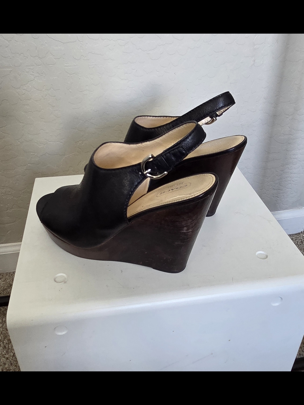 COACH Jade Slingback Wedge Heels Size 9B - Picture 2 of 8